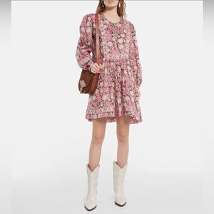 Isabel Marant Étoile Gilinesia Floral Cotton Peasant Minidress size 36/us size 4